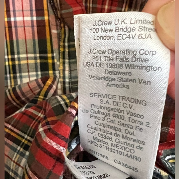 J. Crew Mens Stretch Secret Wash Chili Plaid Organic Cotton Classic Fit Medium - Picture 8 of 14